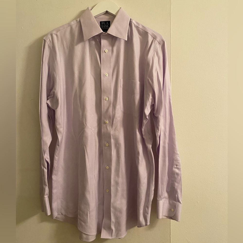 Jos. A. Bank Button Down Shirt Tailored Fit Light Purple Size 15 1/2 - 34